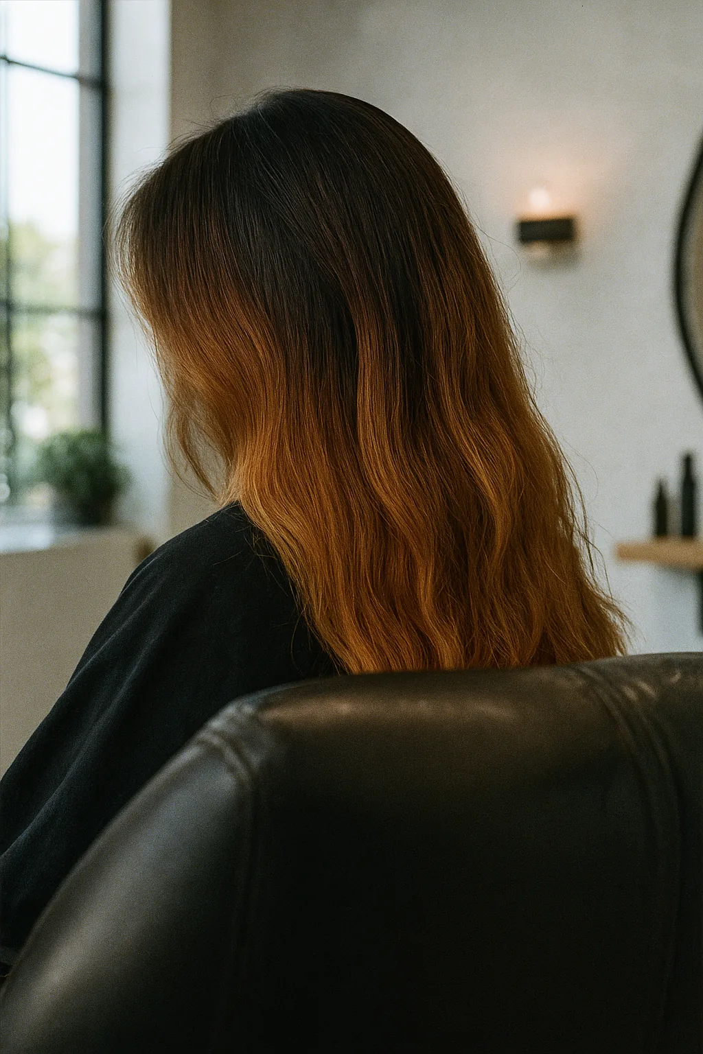 Cabelo antes: cor baça e desigual, com vários centímetros de raiz por fazer